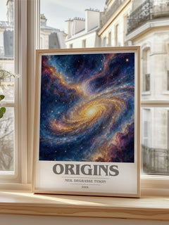 Origins book cover poster colour and style options – Neil deGrasse Tyson book art