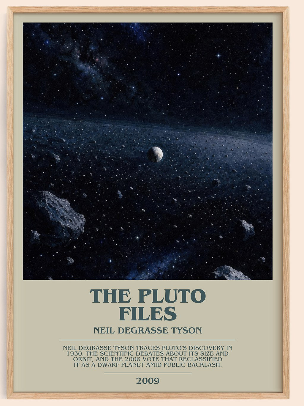 The Pluto Files bookish book poster by Neil deGrasse Tyson – framed literary art print