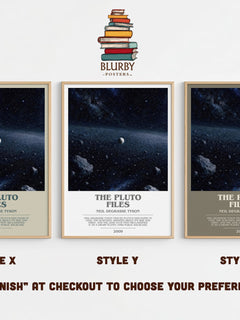 The Pluto Files bookish print in frame leaning in hallway – non fiction wall art