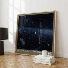 The Pluto Files literary print framed by window – literary home decor