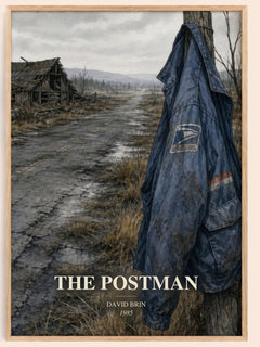 The Postman watercolour book poster by David Brin – framed literary art print