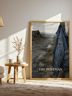 The Postman watercolour print in frame leaning in hallway – sci fi wall art