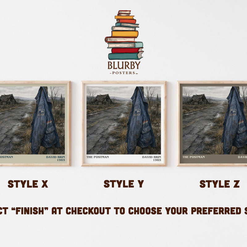 The Postman literary print in frame leaning in hallway – sci fi wall art