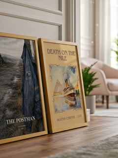 The Postman watercolour print framed by window – literary home decor
