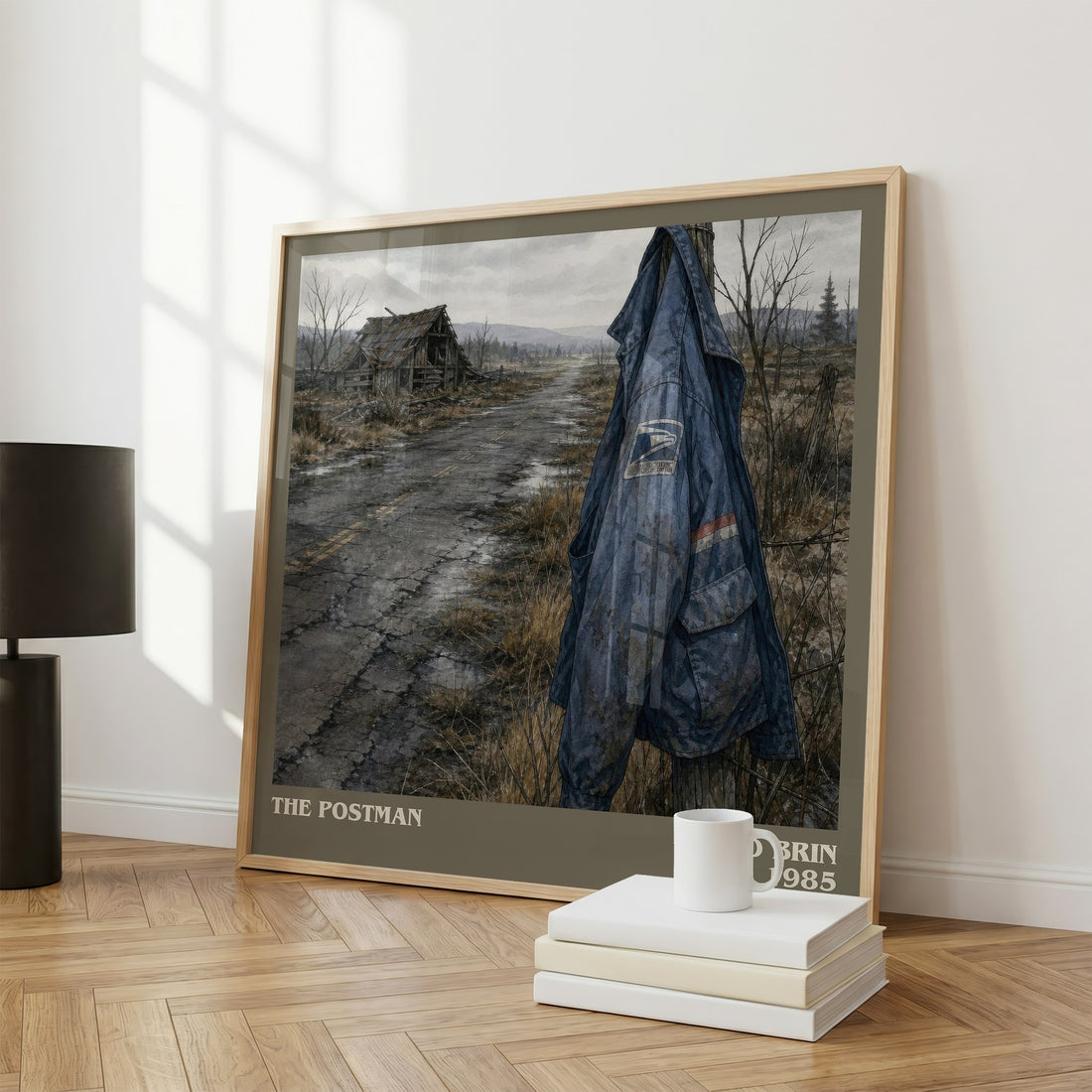The Postman literary print framed by window – literary home decor