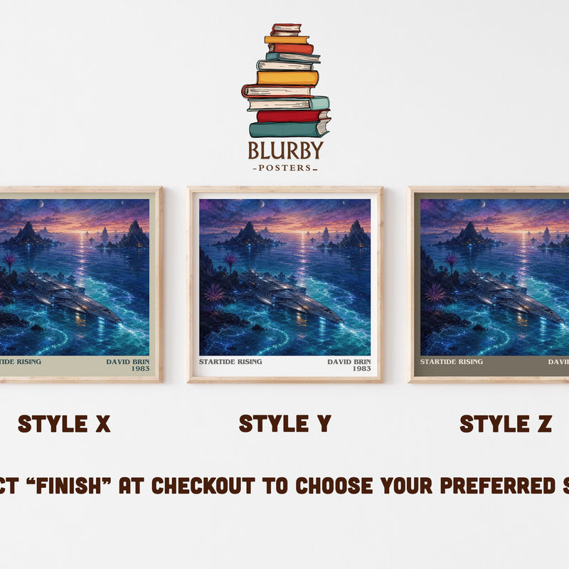 Startide Rising literary print in frame leaning in hallway – sci fi wall art