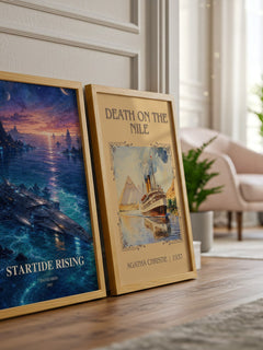 Startide Rising watercolour print framed by window – literary home decor