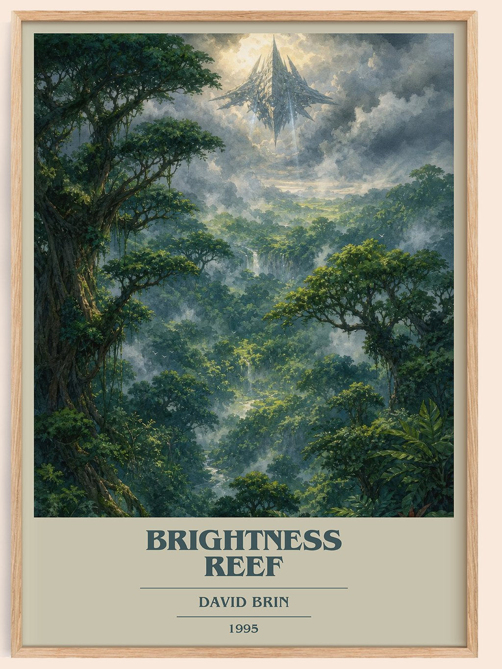 Brightness reef book cover book poster by David Brin – framed literary art print