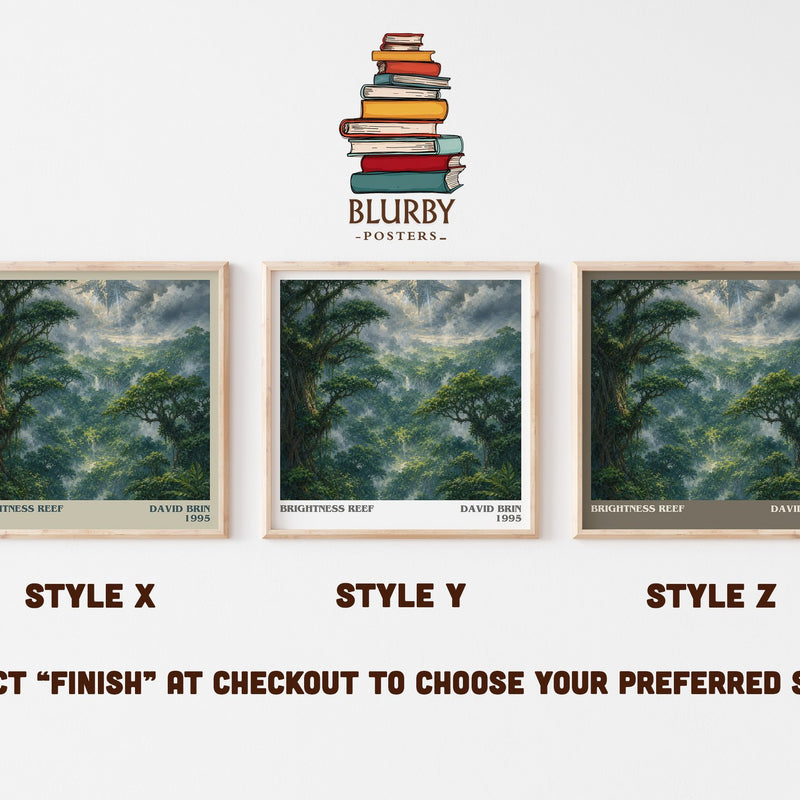 Brightness reef literary print in frame leaning in hallway – sci fi wall art