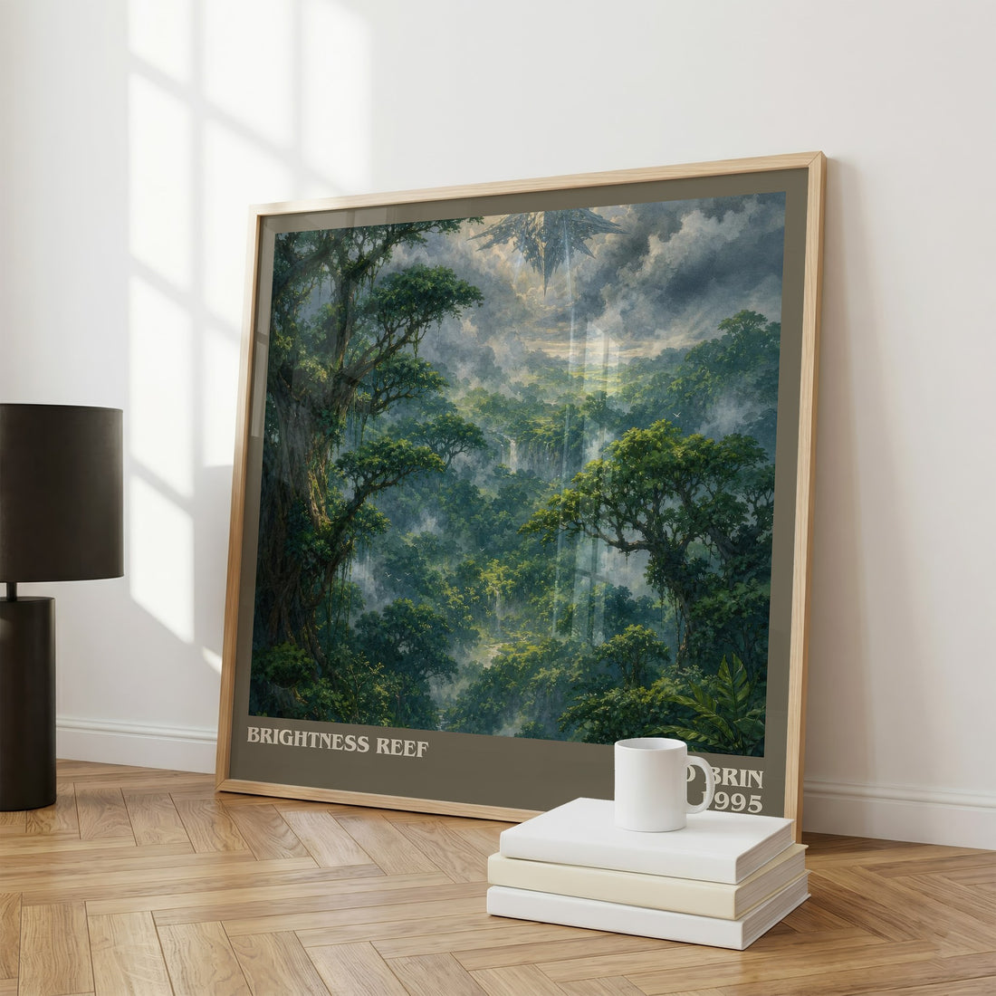 Brightness reef literary print framed by window – literary home decor