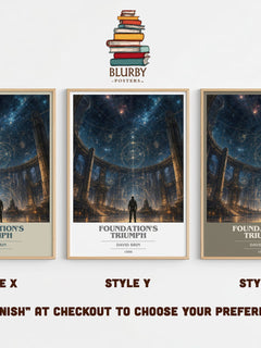 Foundation's Triumph book cover print in frame leaning in hallway – sci fi wall art