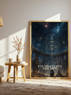 Foundation's Triumph watercolour print in frame leaning in hallway – sci fi wall art