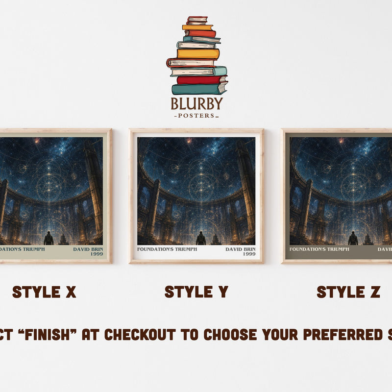 Foundation's Triumph literary print in frame leaning in hallway – sci fi wall art