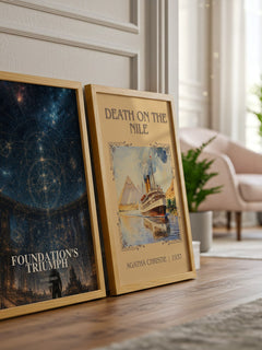 Foundation's Triumph watercolour print framed by window – literary home decor