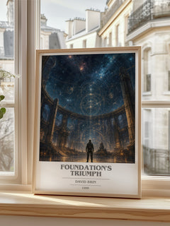 Foundation's Triumph book cover poster colour and style options – David Brin book art