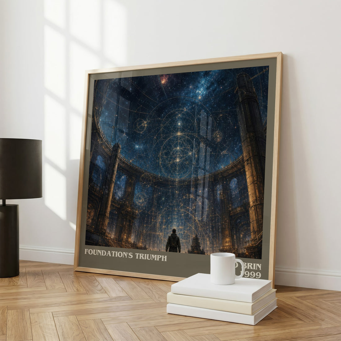 Foundation's Triumph literary print framed by window – literary home decor
