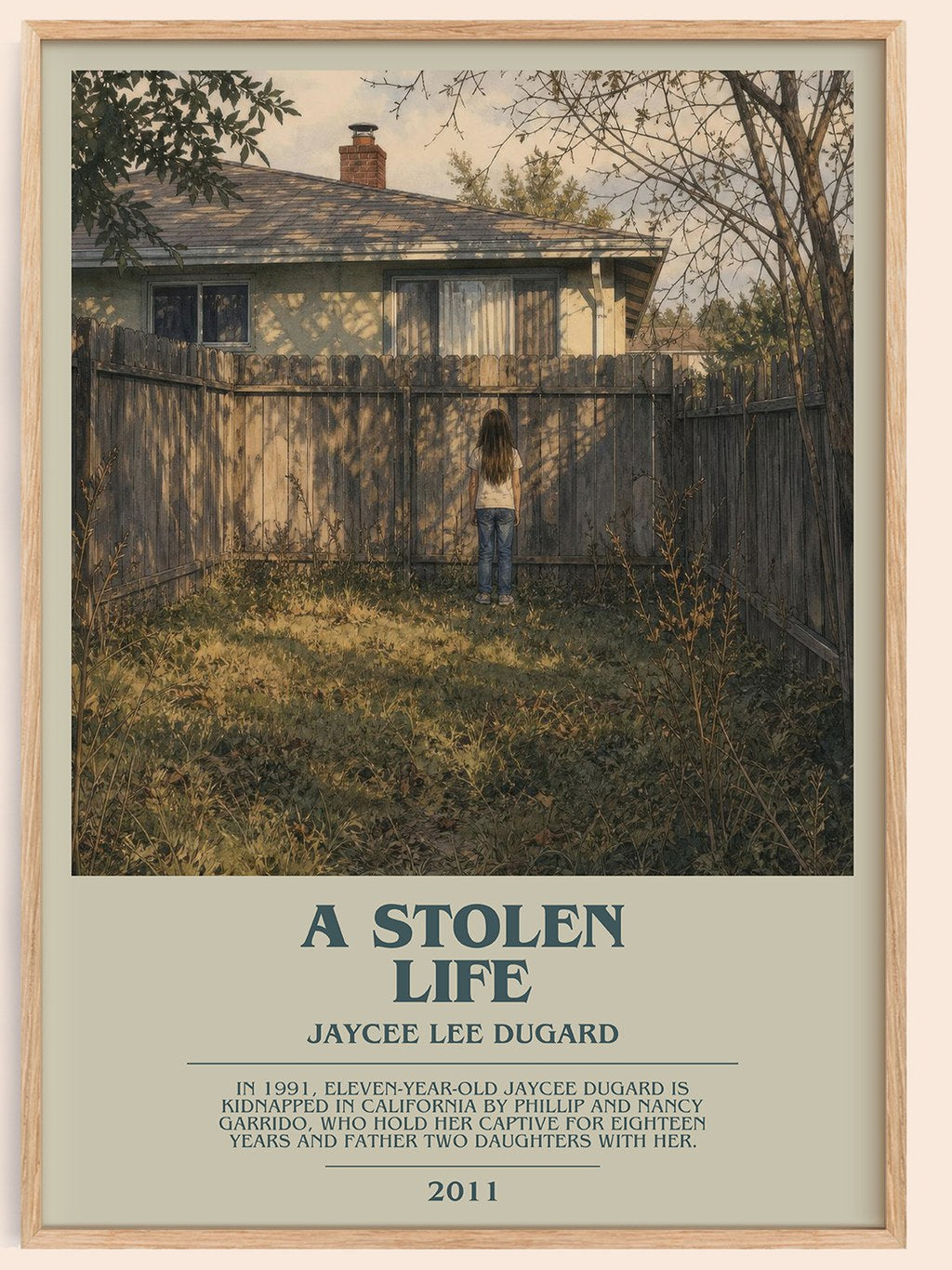 A Stolen Life bookish book poster by Jaycee Lee Dugard – framed literary art print