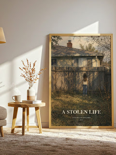 A Stolen Life watercolour print in frame leaning in hallway – memoir wall art