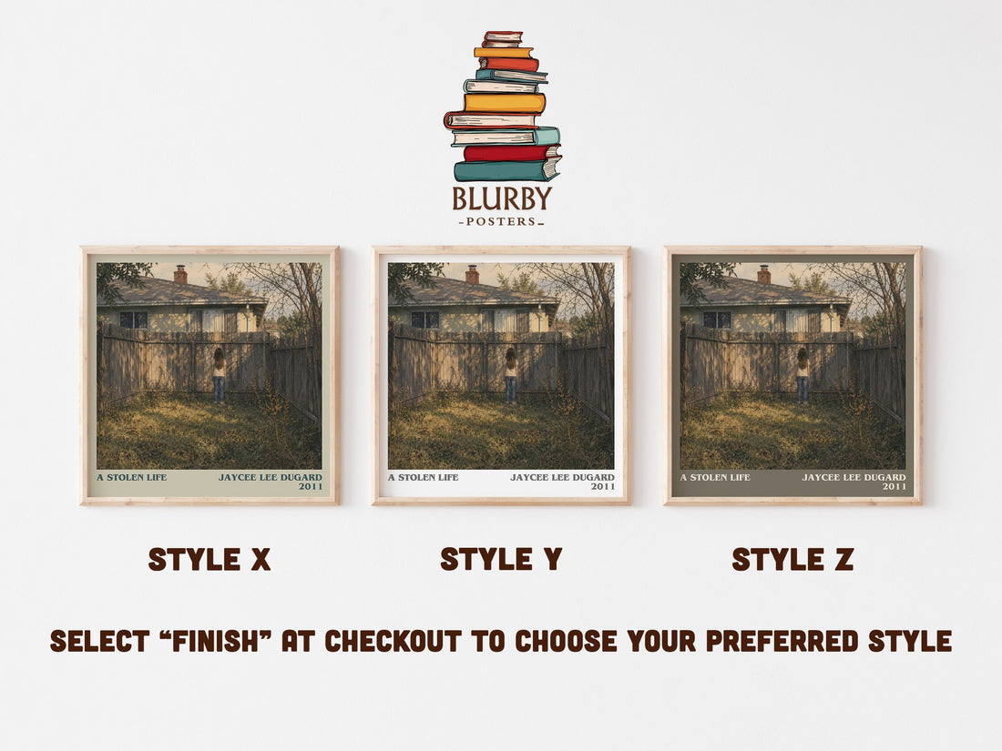 A Stolen Life literary print in frame leaning in hallway – memoir wall art (mockup)