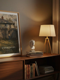 A Stolen Life watercolour print on bookshelf – Jaycee Lee Dugard fan gift
