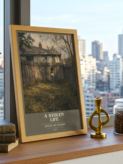 A Stolen Life book cover print framed by window – literary home decor