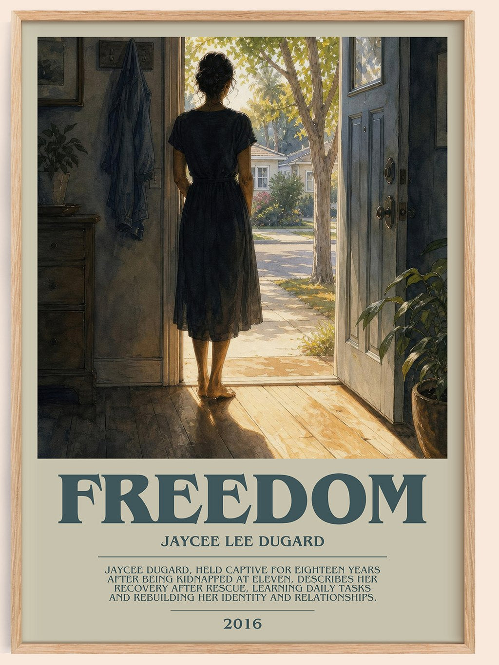 Freedom bookish book poster by Jaycee Lee Dugard – framed literary art print