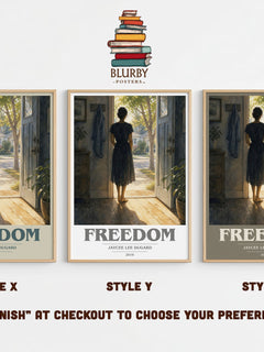 Freedom book cover print in frame leaning in hallway – memoir wall art