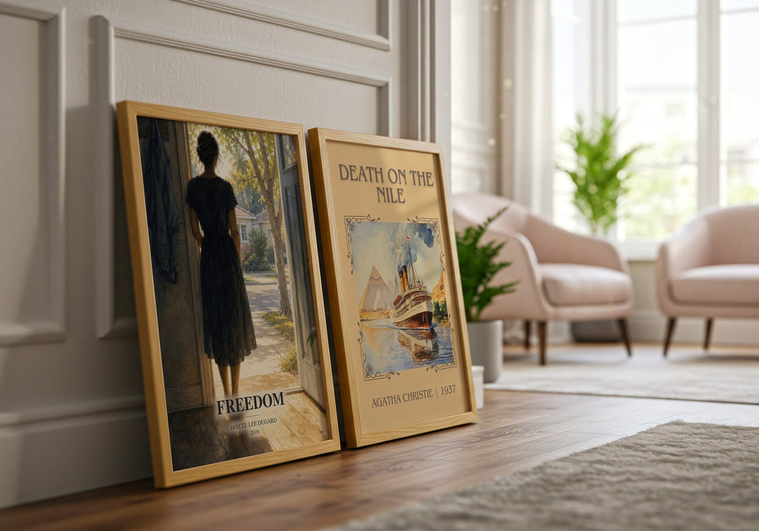 Freedom watercolour print framed by window – literary home decor