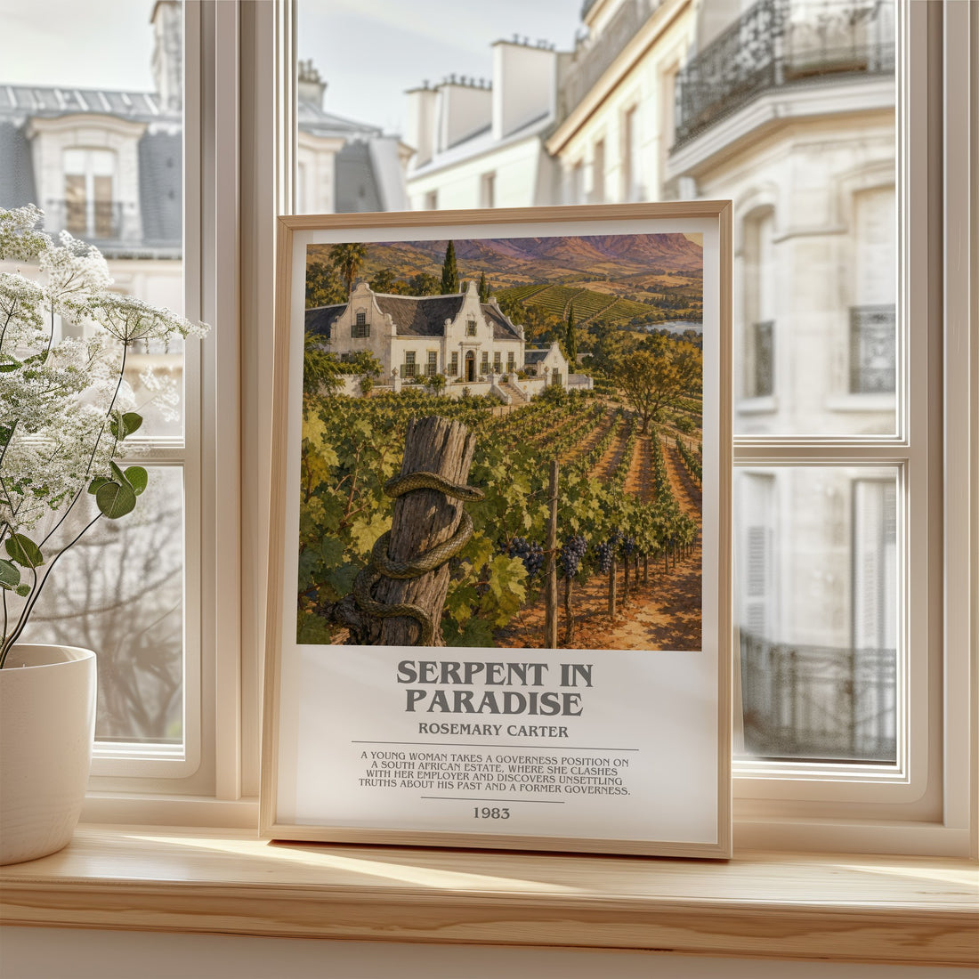 Serpent in paradise bookish poster colour and style options – Rosemary Carter book art