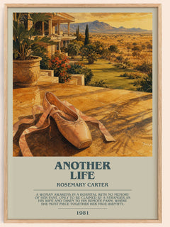 Another Life bookish book poster by Rosemary Carter – framed literary art print