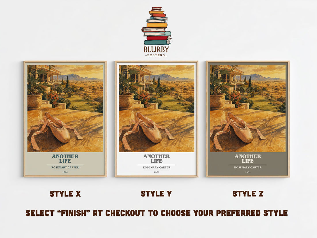 Another Life book cover print in frame leaning in hallway – romance wall art (mockup)