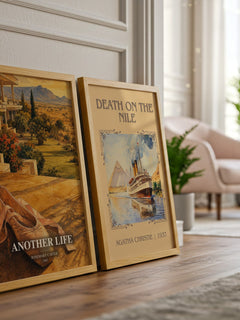 Another Life watercolour print framed by window – literary home decor
