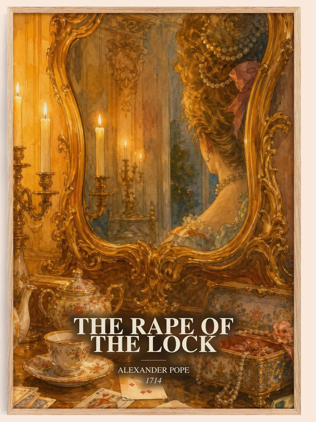 The Rape of the Lock watercolour book poster by Alexander Pope – framed literary art print