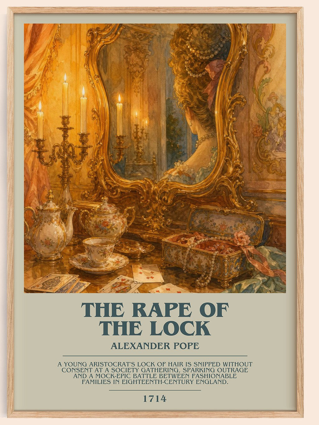 The Rape of the Lock bookish book poster by Alexander Pope – framed literary art print