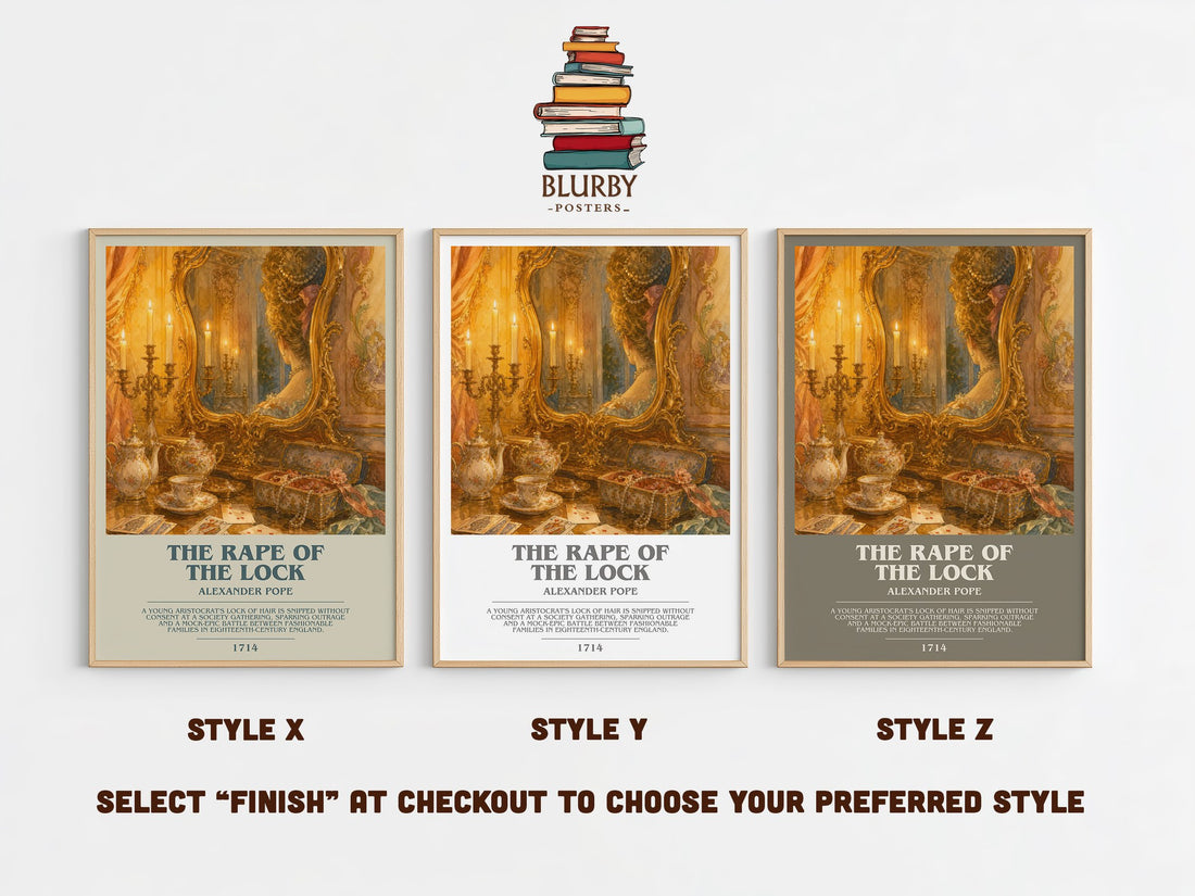 The Rape of the Lock bookish print in frame leaning in hallway – poetry wall art (mockup)