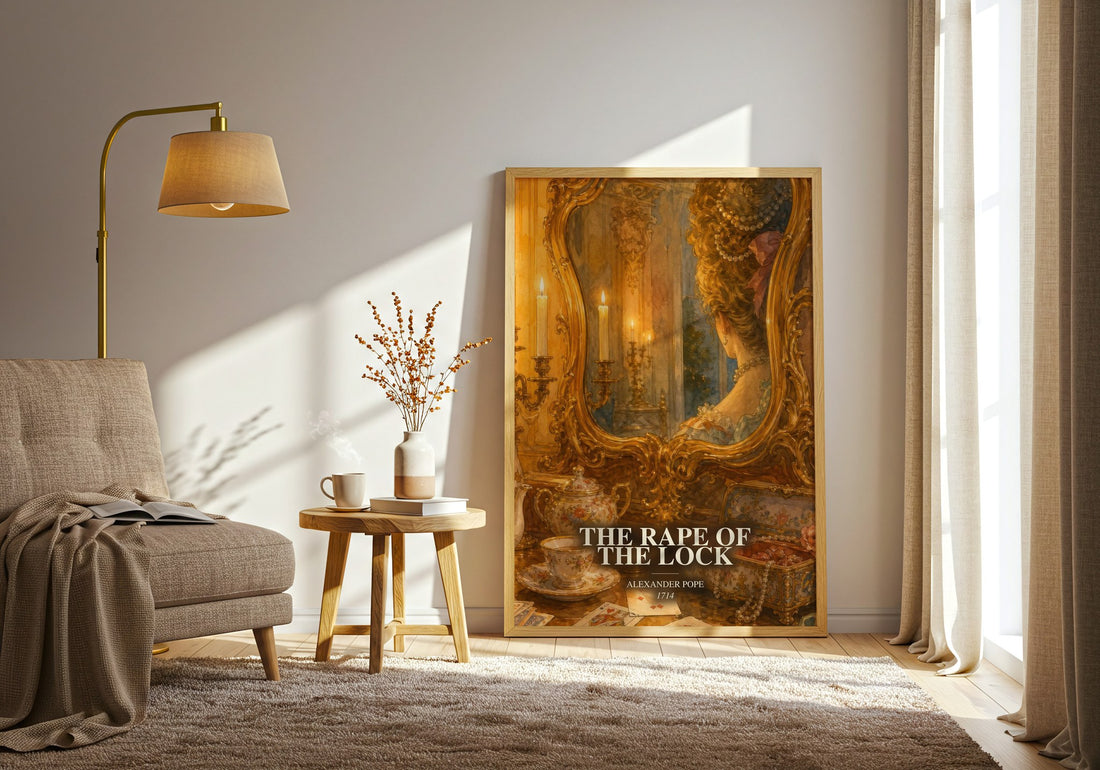 The Rape of the Lock watercolour print in frame leaning in hallway – poetry wall art