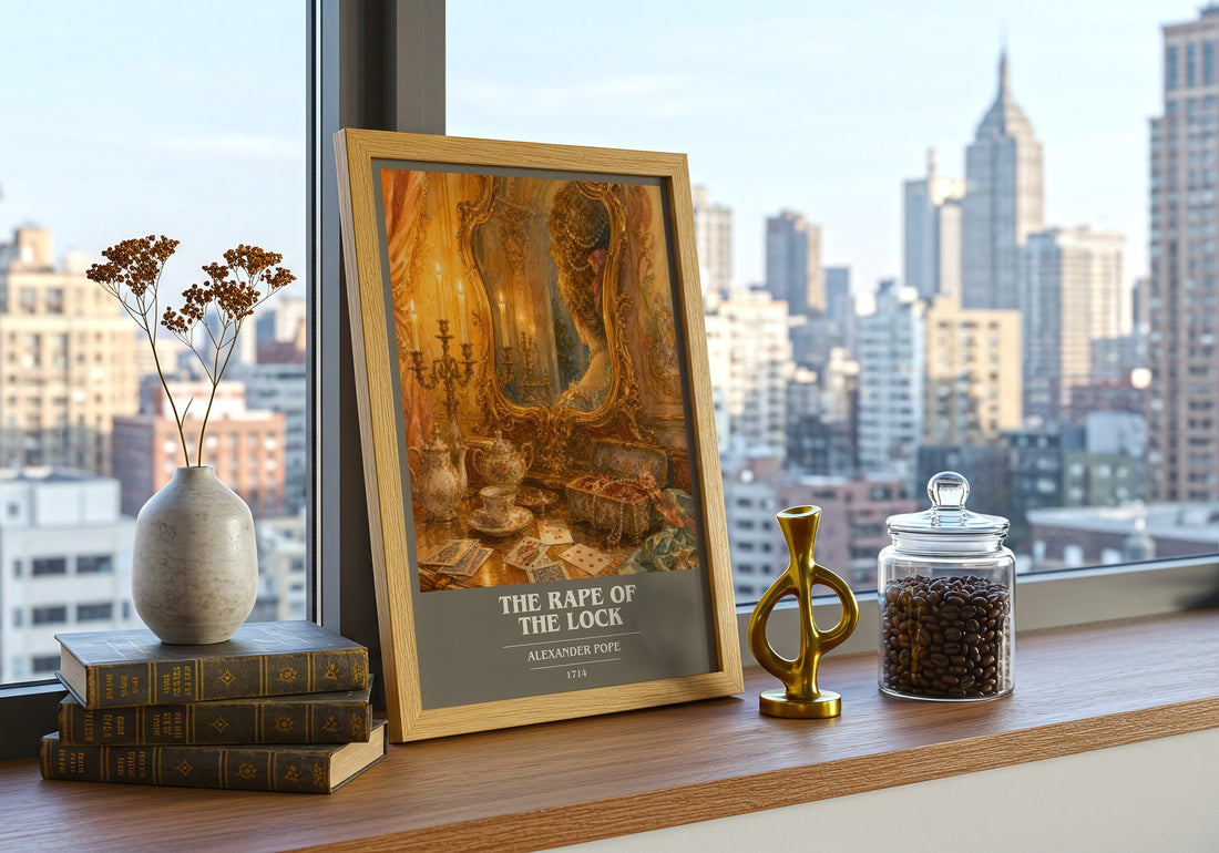 The Rape of the Lock book cover print framed by window – literary home decor