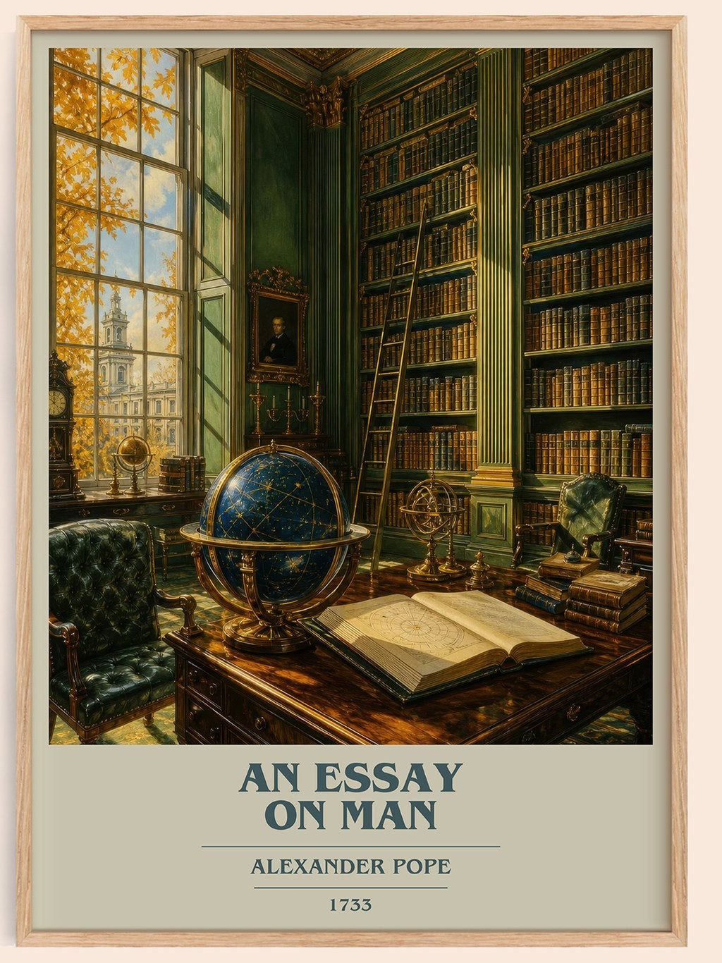 An essay on man book cover book poster by Alexander Pope – framed literary art print