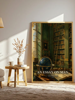 An essay on man watercolour print in frame leaning in hallway – philosophy wall art