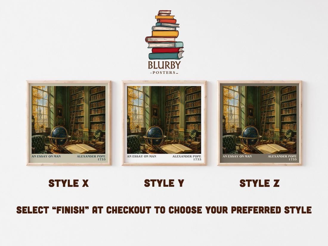 An essay on man literary print in frame leaning in hallway – philosophy wall art (mockup)
