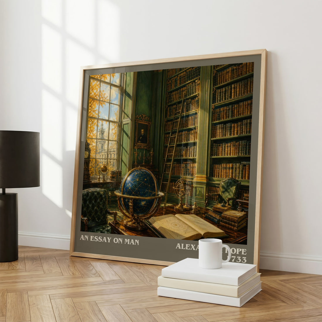 An essay on man literary print framed by window – literary home decor