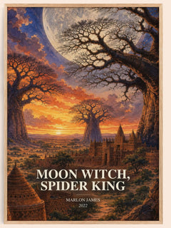 Moon Witch, Spider King watercolour book poster by Marlon James – framed literary art print