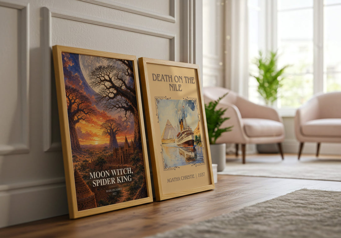 Moon Witch, Spider King watercolour print framed by window – literary home decor