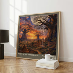 Moon Witch, Spider King literary print framed by window – literary home decor