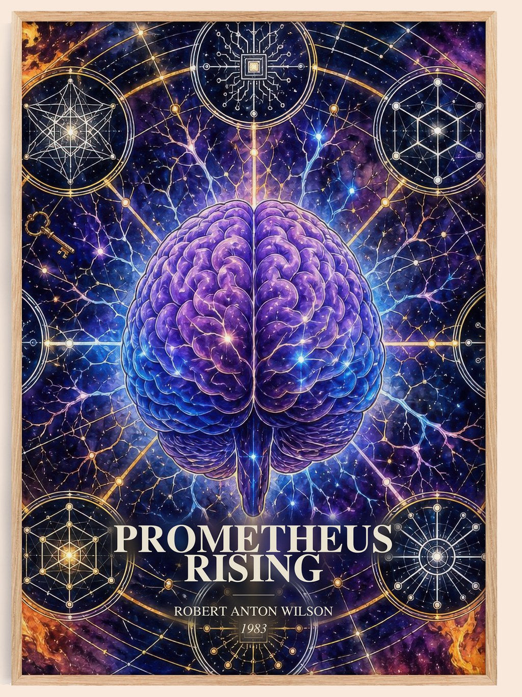 Prometheus Rising watercolour book poster by Robert Anton Wilson – framed literary art print