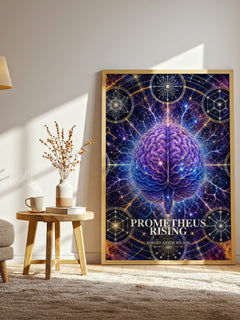 Prometheus Rising watercolour print in frame leaning in hallway – philosophy wall art