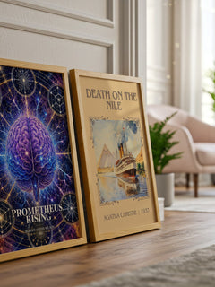 Prometheus Rising watercolour print framed by window – literary home decor