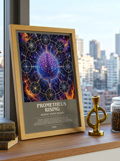 Prometheus Rising bookish print framed by window – literary home decor