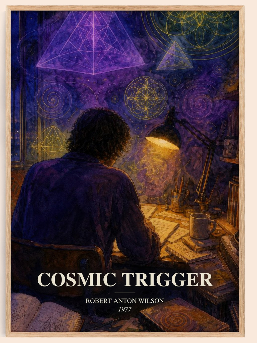 Cosmic Trigger watercolour book poster by Robert Anton Wilson – framed literary art print
