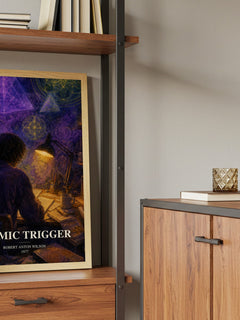 Cosmic Trigger book watercolour illustration paper finish options – matte satin gloss